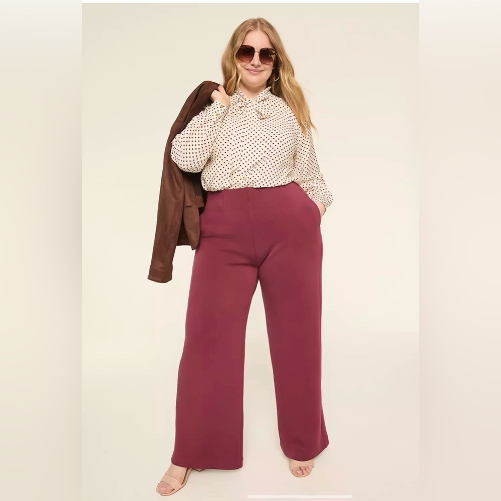 Lane Bryant Cream Blouse with Red Dots - Picture 4 of 6